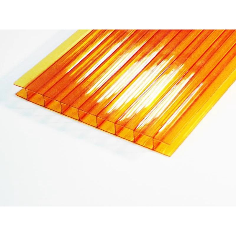 Сотовый поликарбонат MultiGreen, оранжевый 4 мм 2,1х6 м, плот. 0,5 кг/м2
