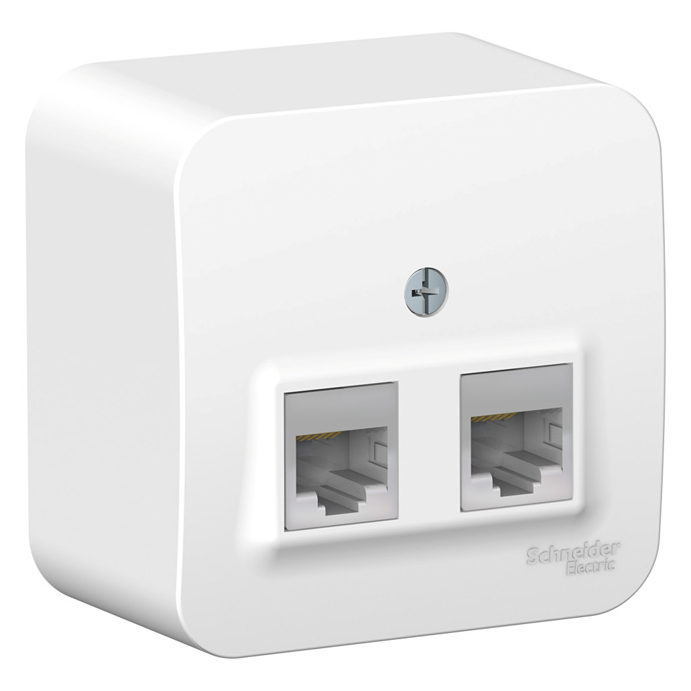 Systeme Electric Blanca наруж Бел Розетка 2-ая компьютерная RJ45, кат.5E, изолир. пластина