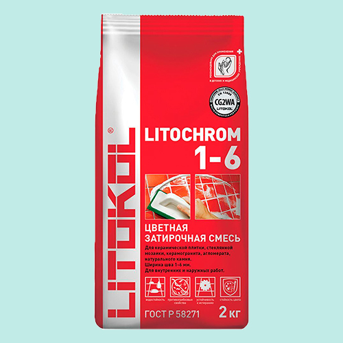 Затирка швов цементная Litokol Litochrom 1-6 C.600 турмалин, алюм.мешок 2 кг