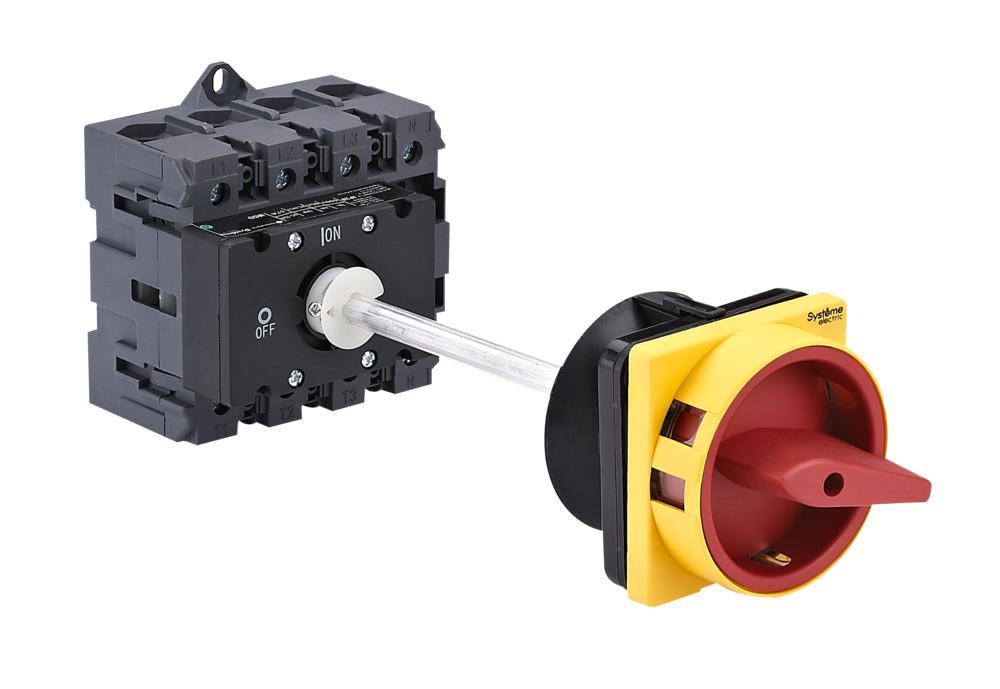 Systeme Electric SystemePact MSD  Выключатель-разъединитель 4P 80A IP20 с красной выносной рукояткой на дин-рейке/плате с замком