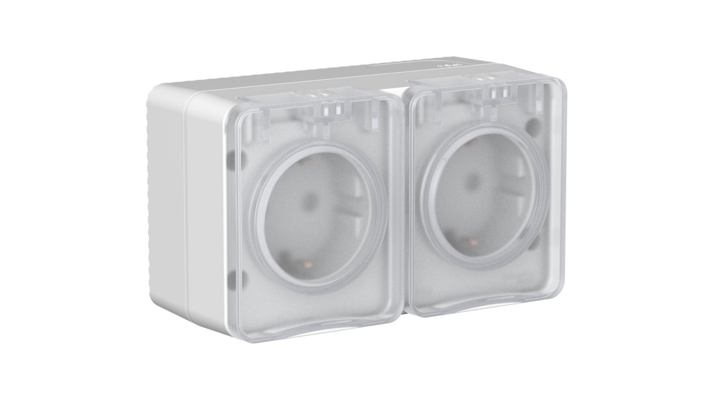 Systeme Electric AtlasDesign Profi54 Наруж Серый Розетка двойная с/з со шт.16А
