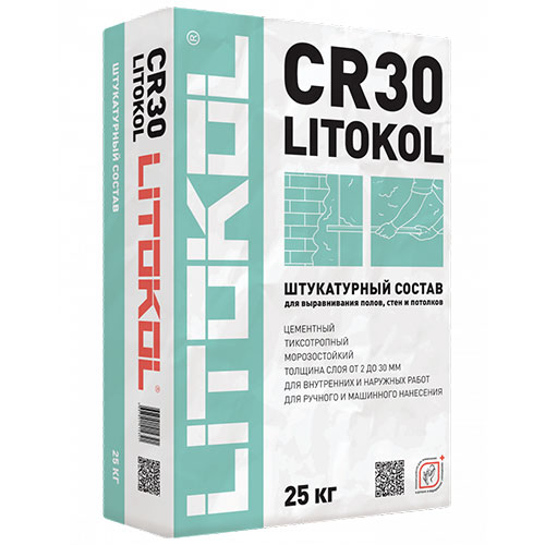 Штукатурка цементная Litokol CR30 серый, 25 кг