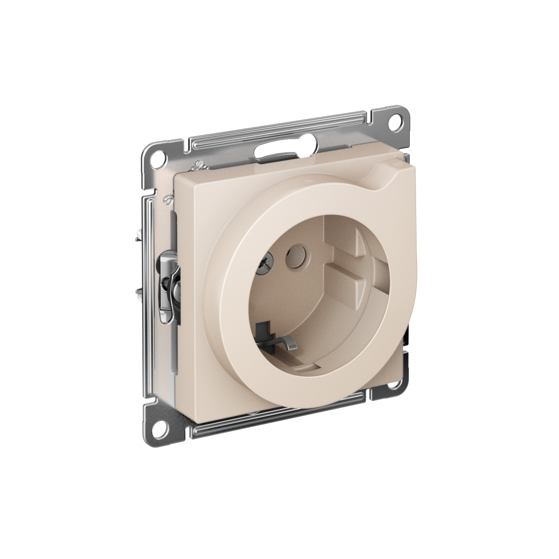 Systeme Electric AtlasDesign Бежевый Розетка с заземлением со шторками с выталк., 16А,мех., быстрозажим. клем.