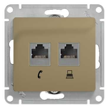 Systeme Electric Glossa Титан Розетка 2-я RJ11+RJ45, кат.5E