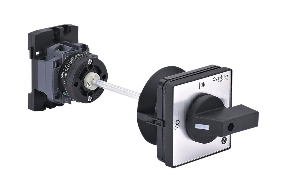 Systeme Electric SystemePact MSD  Выключатель-разъединитель 4P 20A IP20 с чёрной выносной рукояткой на дин-рейке/плате