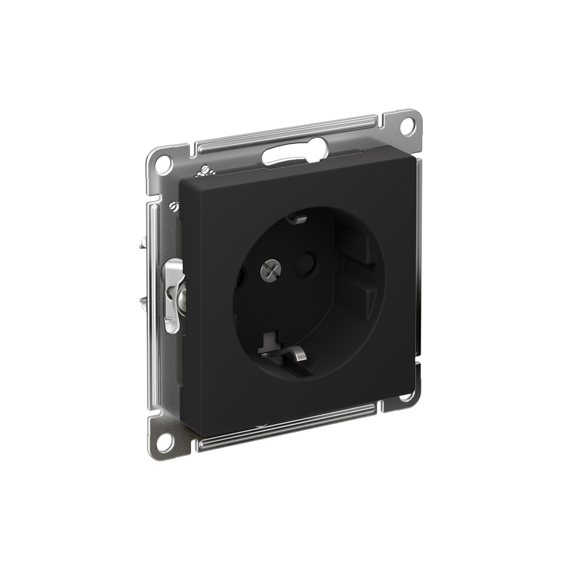 Systeme Electric AtlasDesign Карбон Розетка с заземлением со шторками, 16А, мех., быстрозажим. клем.