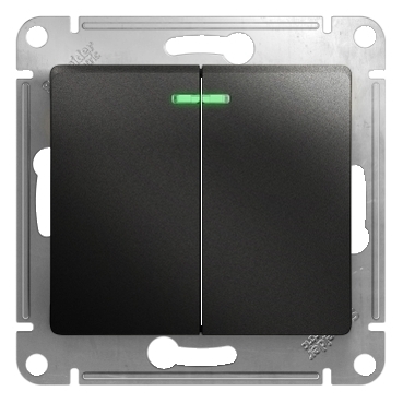 Systeme Electric Glossa Антрацит Выключатель 2-клавишный с подсветкой сх.5а, 10АХ