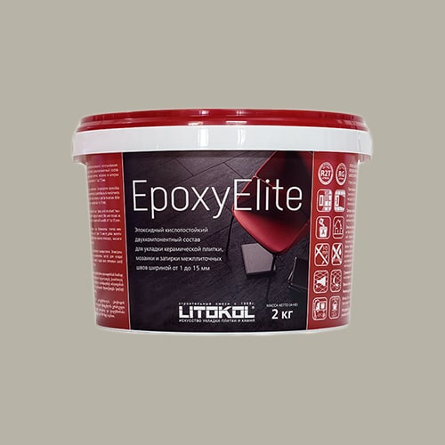 Эпоксидная затирка для плитки Litokol EpoxyElite E.04 Платина , ведро 2 кг