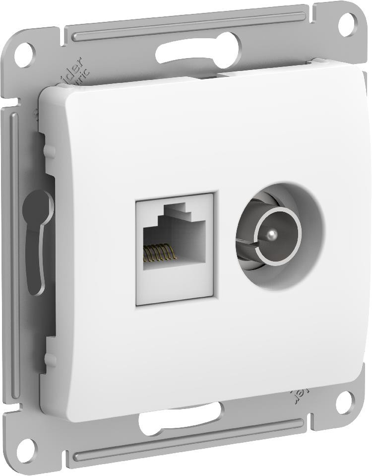 Systeme Electric Glossa Белый Розетка двойная TV + компьютерная RJ45, кат. 5Е
