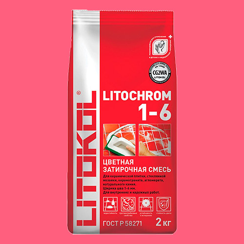 Затирка швов цементная Litokol Litochrom 1-6 C.630 красный чили, алюм.мешок 2 кг