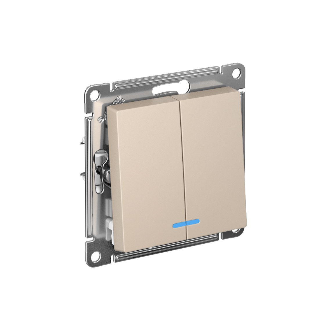 Systeme Electric AtlasDesign Песочный Выключатель 2-клавишный с подсветкой, сх.5а, 10АХ, мех.