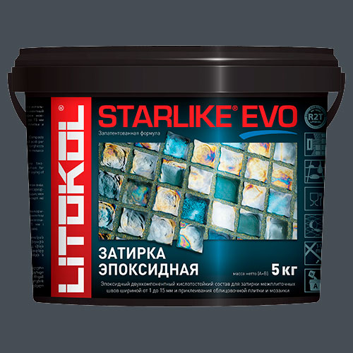 Эпоксидная затирка для плитки Litokol Starlike Evo S.140 Nero Grafite, 5 кг