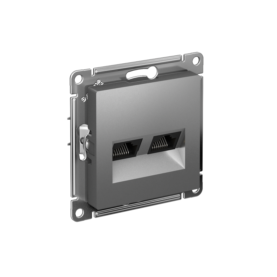 Systeme Electric AtlasDesign Сталь Розетка двойная компьютерная RJ45+RJ45, кат.6А, механизм