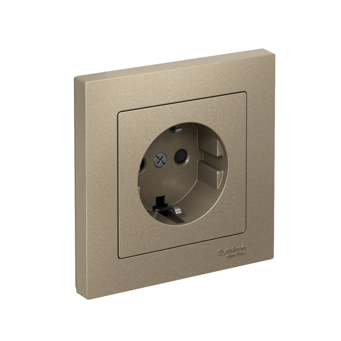 Systeme Electric AtlasDesign Шампань Розетка с заземлением со шторками, 16А, в сборе, быстрозажим. клем.
