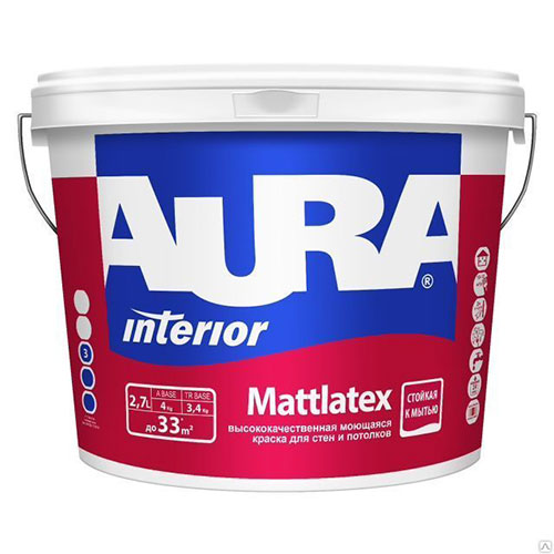 Краска Aura Mattlatex для стен и потолков моющаяся 0,9л