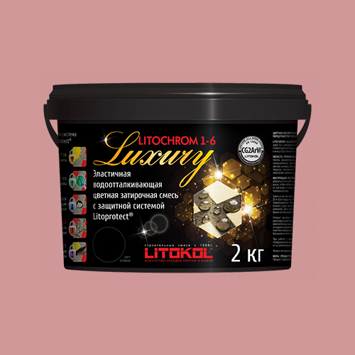 Затирка швов цементная Litokol Litochrom 1-6 Luxury C.180 розовый фламинго, ведро 2 кг