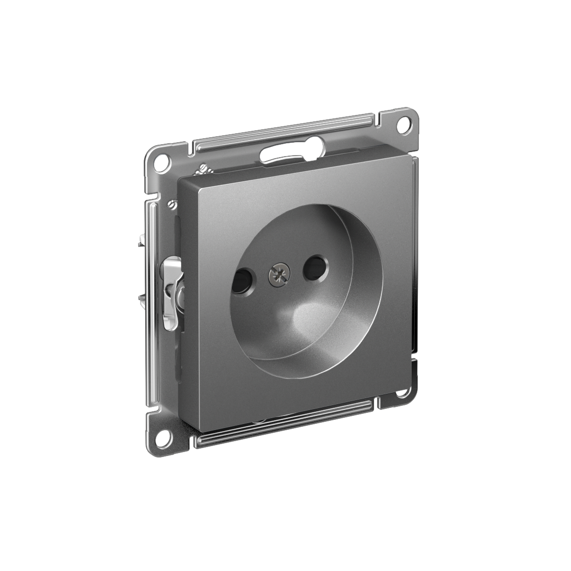 Systeme Electric AtlasDesign Сталь Розетка без заземления со шторками, 16А, мех., быстрозажим. клем.