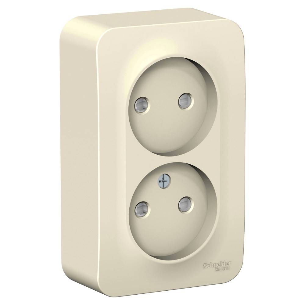 Systeme Electric Blanca наруж Молочная Розетка 2-ая б/з со шторками 16А, 250В, изолир. пластина
