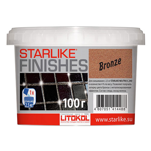 Декоративная добавка для затирки Litokol Starlike Finishes Bronze, ведро 100 г