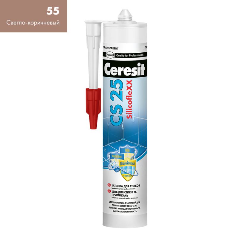 Затирка Ceresit CS25 эластичная силиконовая (светло-коричневая), 280 мл