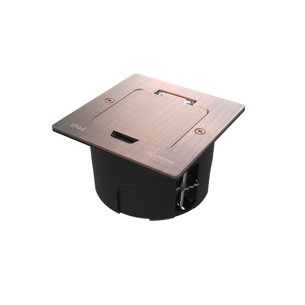Systeme Elecrtic MultiDesk Медь Лючок на 2 модуля IP44 с монтажной коробкой для стены, фальшпола, стола, тип MDK20