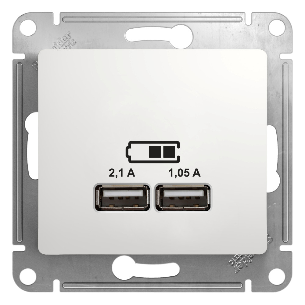 Systeme Electric Glossa Бел Розетка USB 5В/2,1А, 2х5В/1,05А