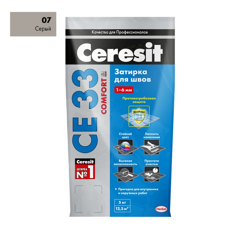 Затирка Ceresit CE 33 comfort серая, 5 кг