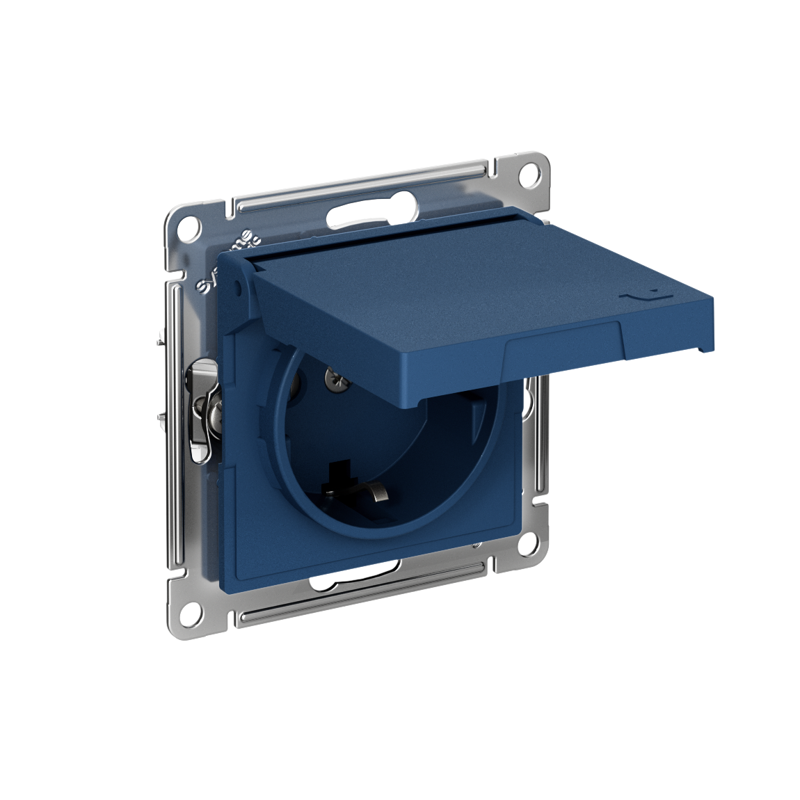 Systeme Electric AtlasDesign Аквамарин Розетка с заземл. со шторк. с крышкой, 16А, IP20, мех., быстрозажим. клем.