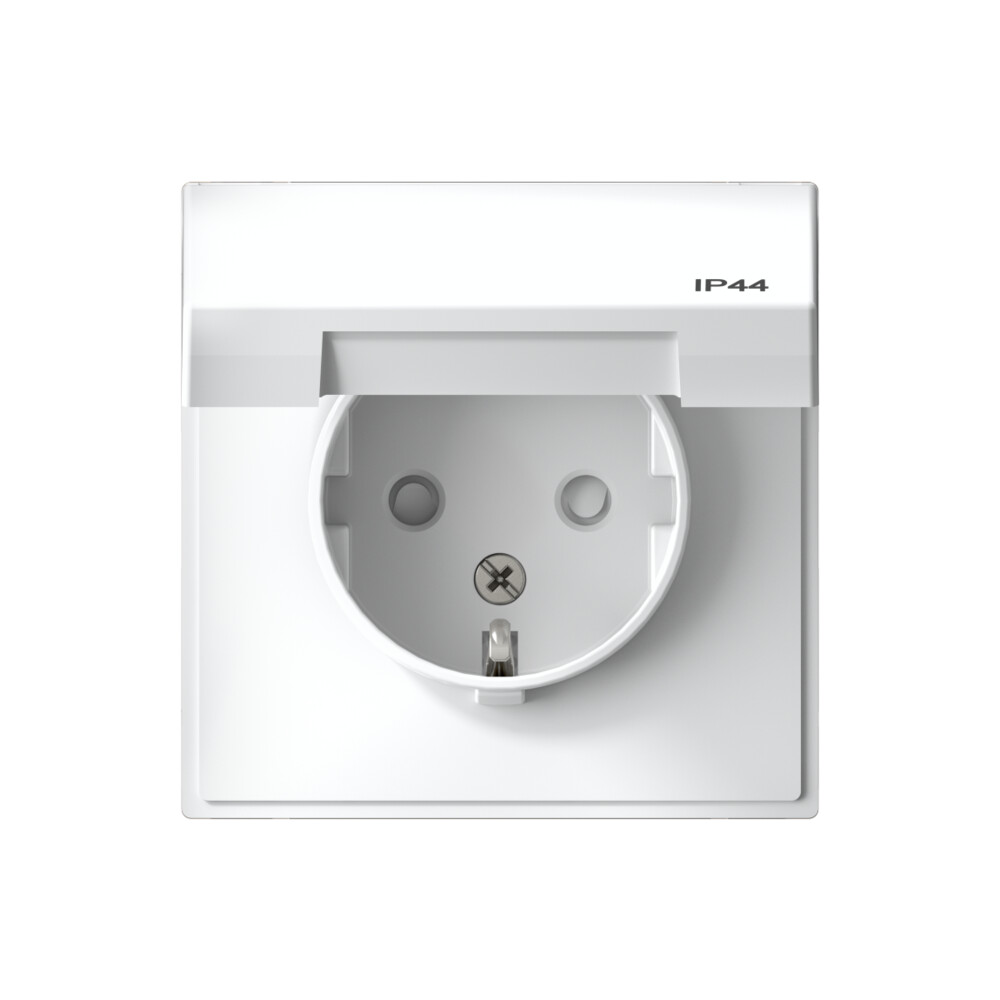 Systeme Electric ArtGallery Белый Розетка с заземл. со шт. с крышк, 16А, IP44, механизм