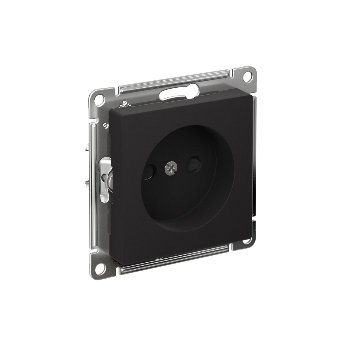 Systeme Electric AtlasDesign Карбон Розетка без заземления со шторками, 16А, мех., быстрозажим. клем.
