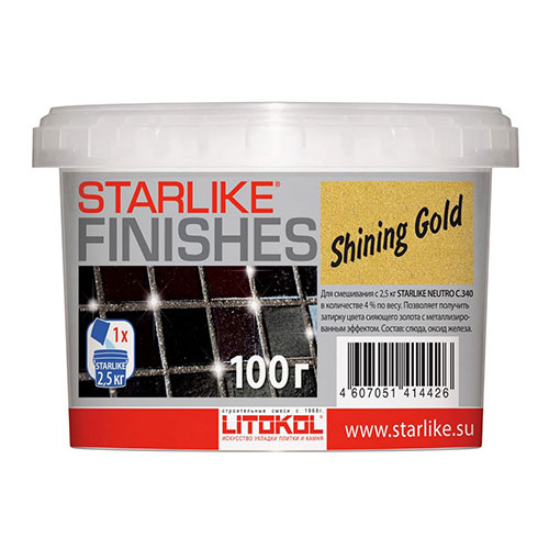 Декоративная добавка для затирки Litokol Starlike Finishes Shining Gold, ведро 100 г