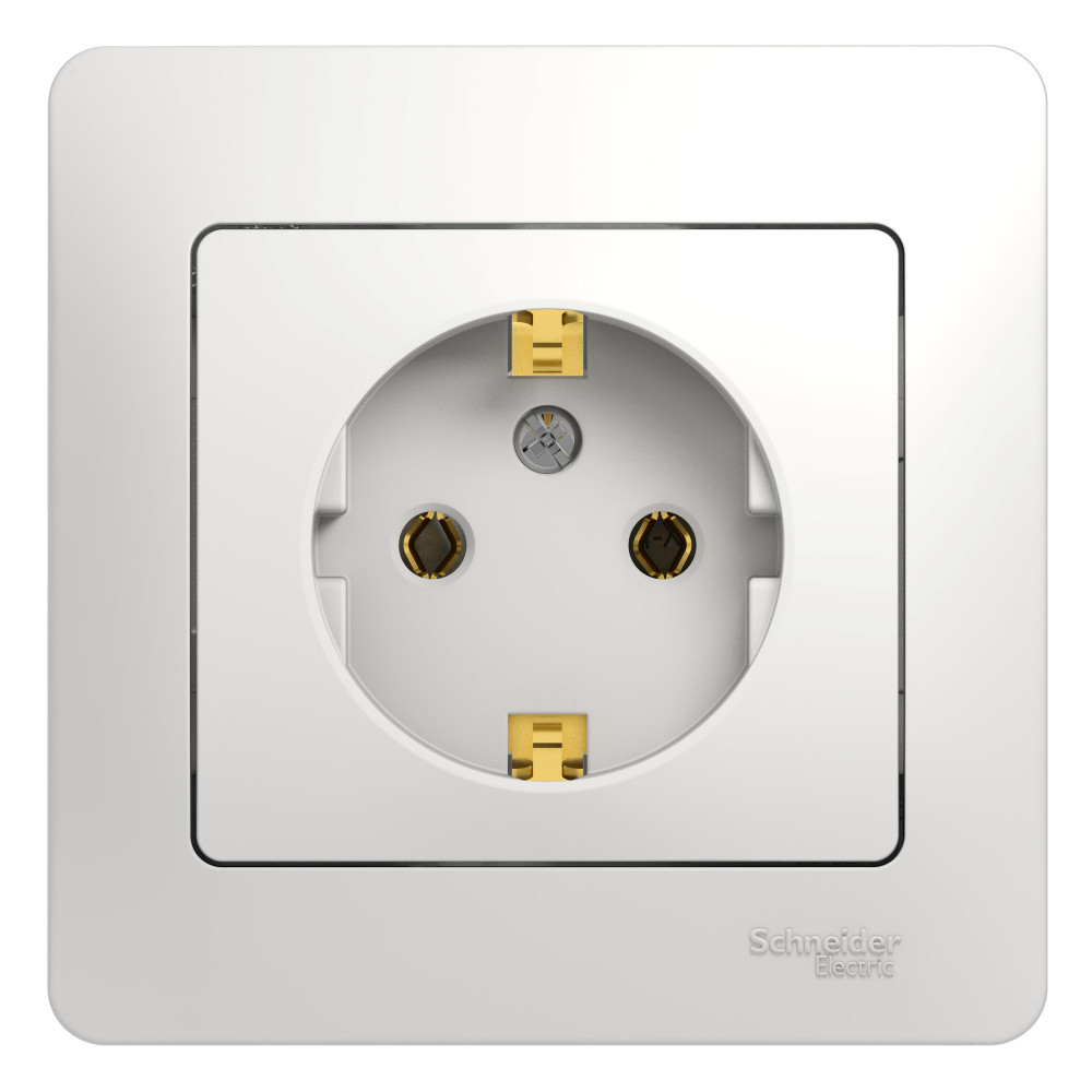 Systeme Electric Glossa Бел Розетка с/з (в сборе с рамкой)