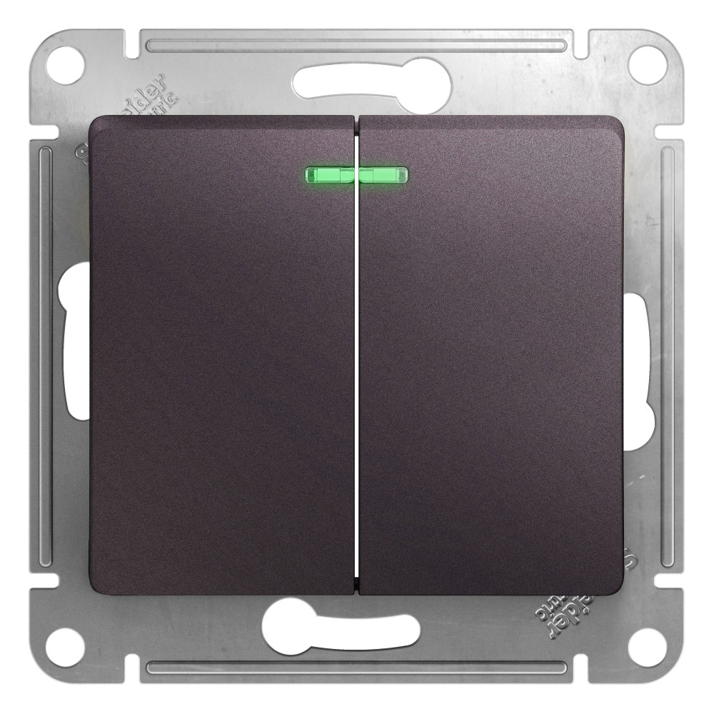 Systeme Electric Glossa Сиреневый туман Выключатель 2-клавишный с подсветкой, сх.5а, 10AX
