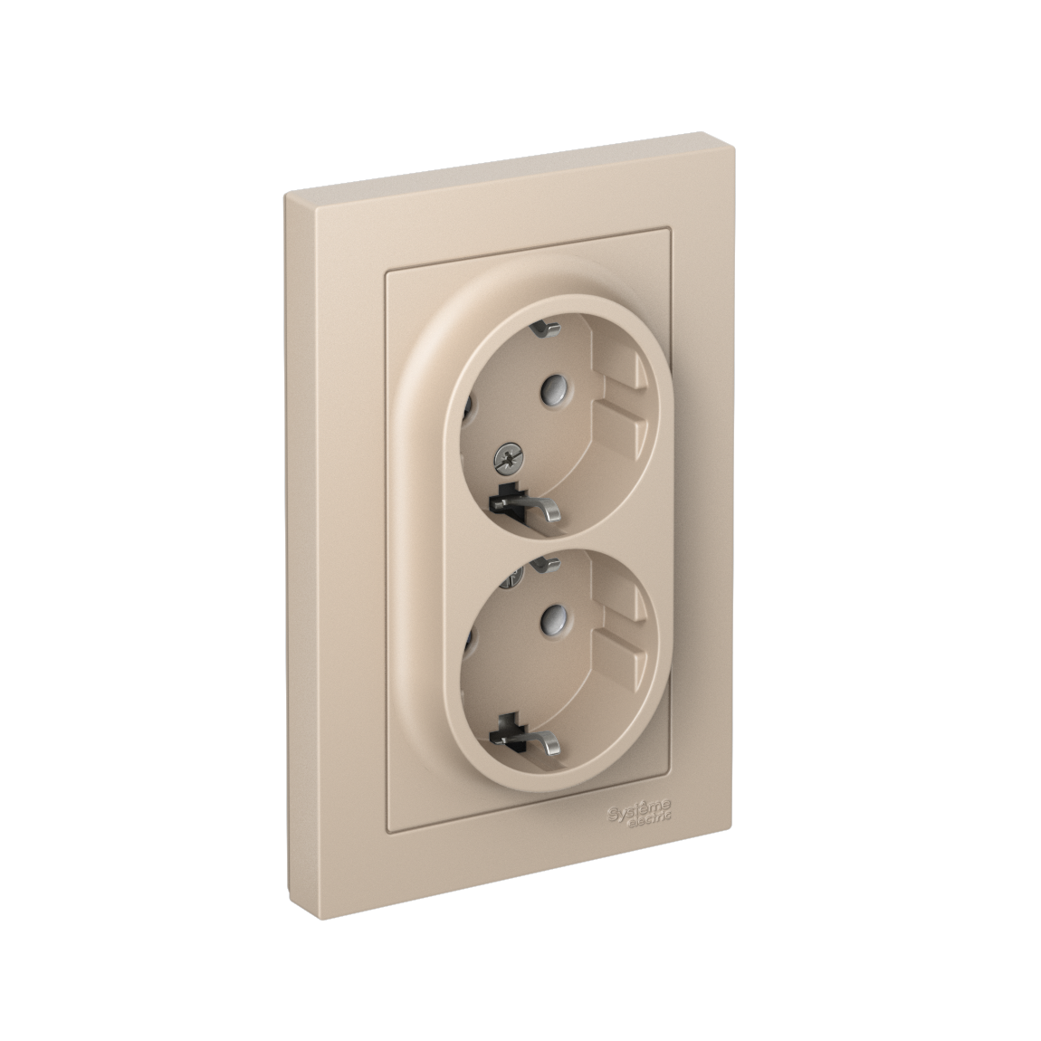 Systeme Electric AtlasDesign Песочный Розетка двойная с/з, 16А, в сборе