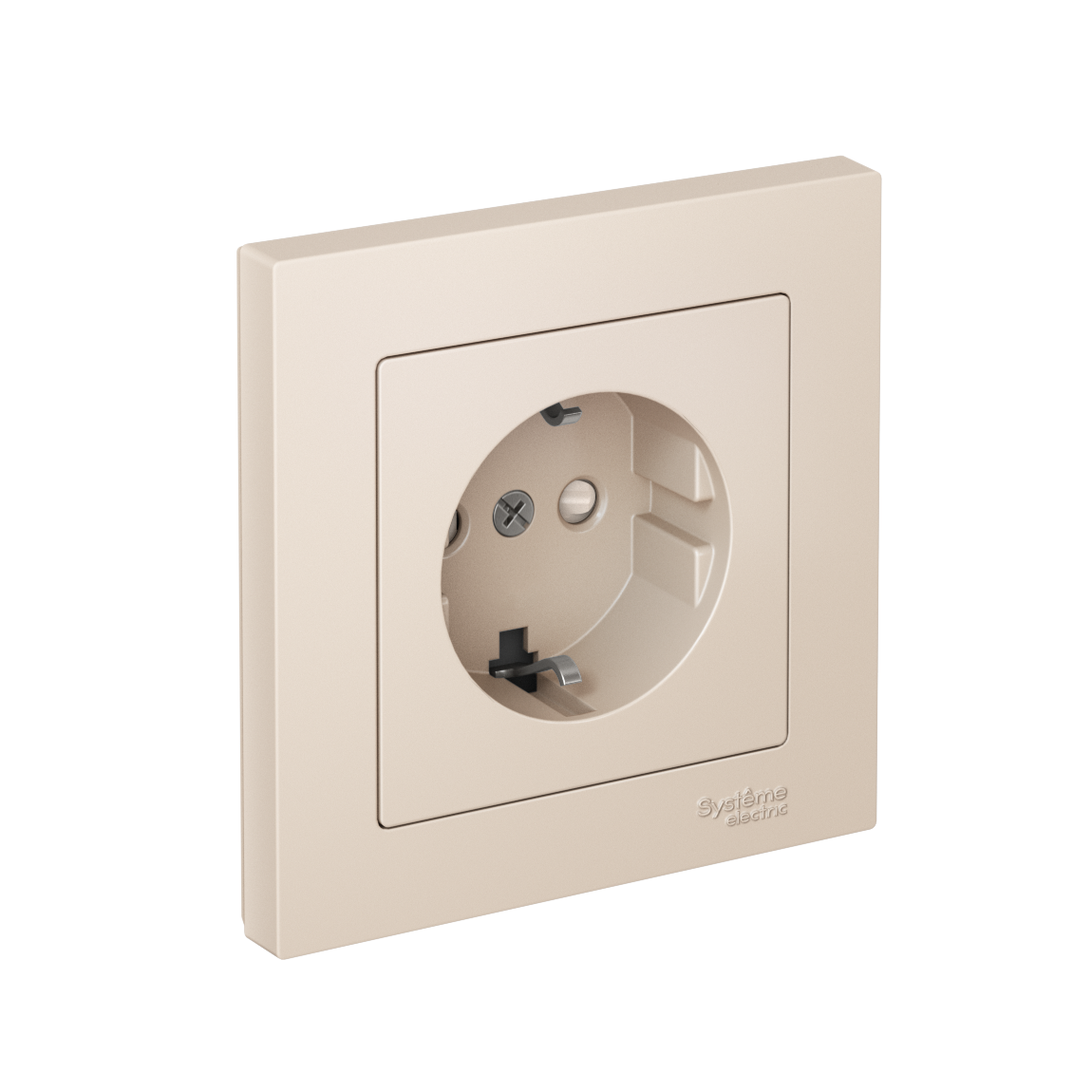 Systeme Electric AtlasDesign Бежевый Розетка с заземлением со шторками, 16А, в сборе, быстрозажим. клем.