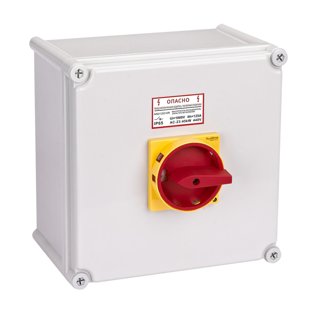 Systeme Electric SystemePact MSD  Главный/аварийный Выключатель-разъединитель 3P 125A закрытого исполнения IP65 с замком
