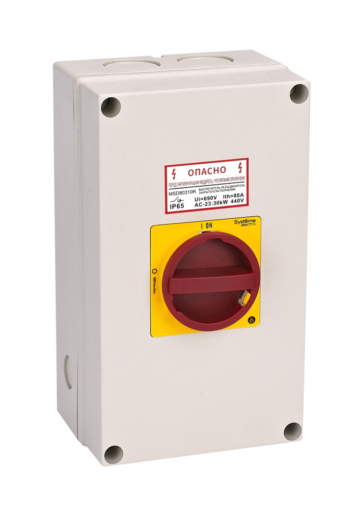 Systeme Electric SystemePact MSD  Главный/аварийный Выключатель-разъединитель 4P 100A закрытого исполнения IP65 с замком