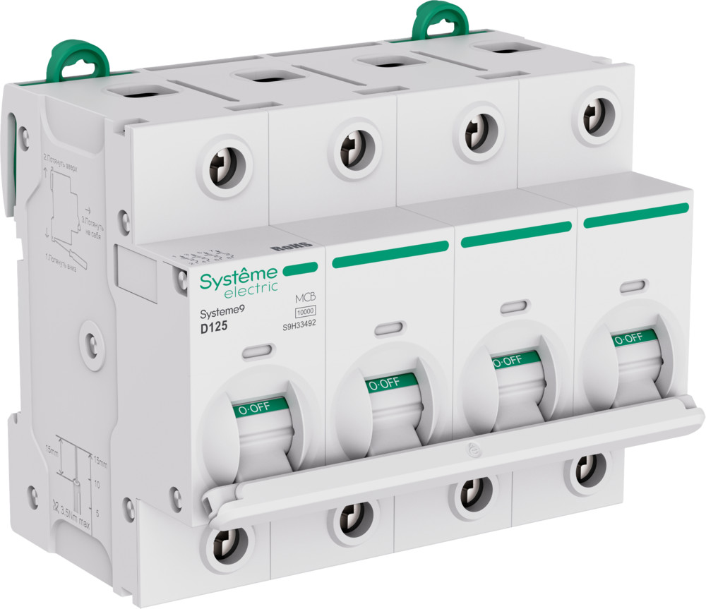 Systeme Electric Systeme9 Автоматический выключатель (АВ) 27мм D 125A 4P 10 kA 400В