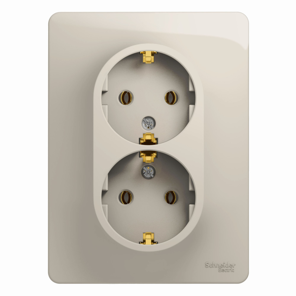Systeme Electric Glossa Молочный Розетка 2-ая с/з (в сборе)