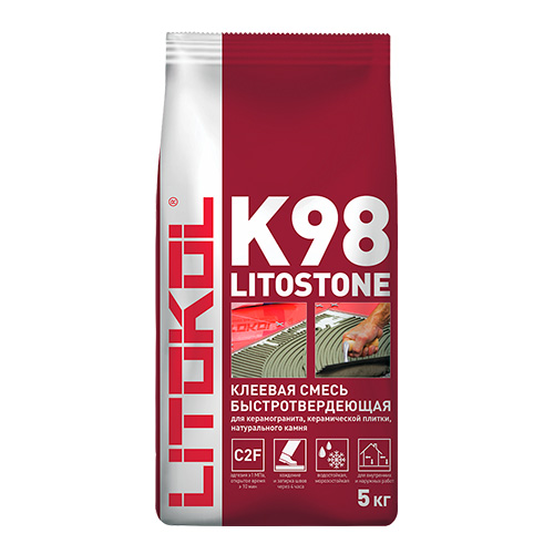 Клей для плитки Litokol Litostone K98 (C2F) серый, 5 кг/ Литокол Литостоне