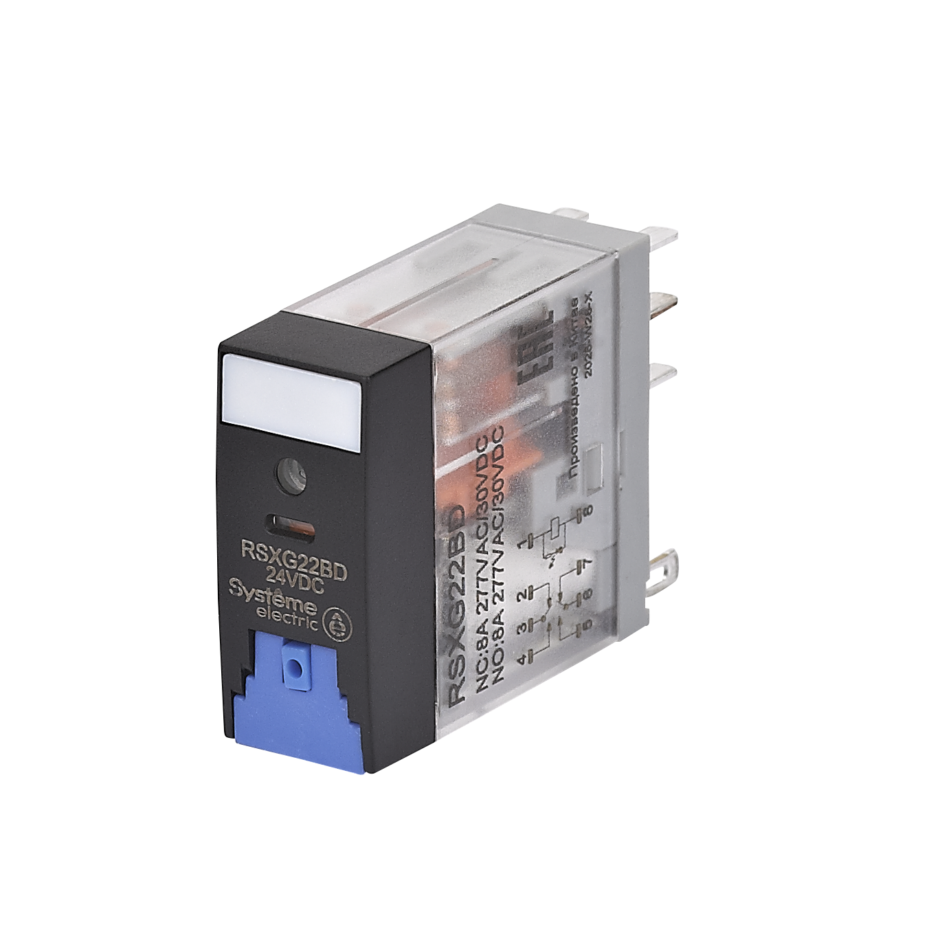 Systeme Electric Реле 8A 2CO 24VDC тест кнопка LED