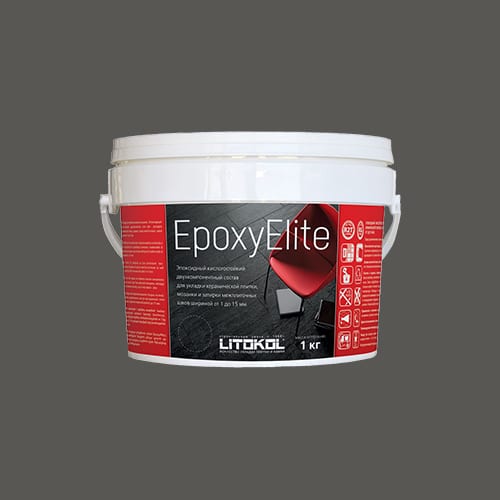 Эпоксидная затирка для плитки Litokol EpoxyElite E.06 Мокрый асфальт , ведро 1 кг