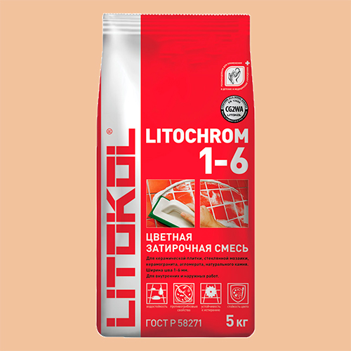Затирка швов цементная Litokol Litochrom 1-6 C.60 бежевый/багама, алюм.мешок 5 кг