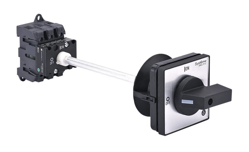 Systeme Electric SystemePact MSD  Выключатель-разъединитель 3P 32A IP20 с чёрной выносной рукояткой на дин-рейке/плате