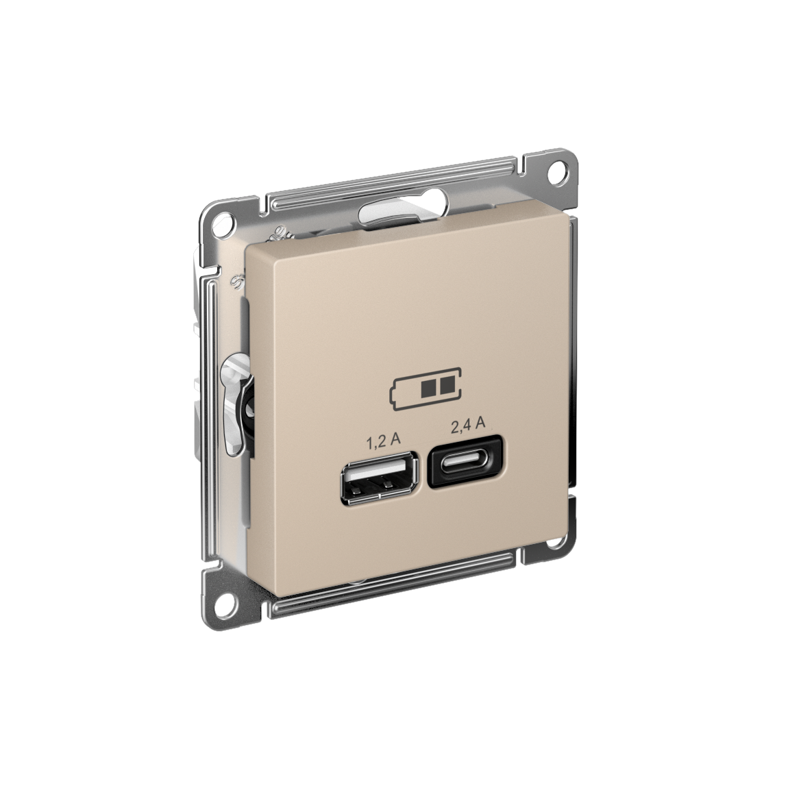 Systeme Electric AtlasDesign Песочный Розетка USB A+С, 5В/2,4А, 2х5В/1,2А, механизм