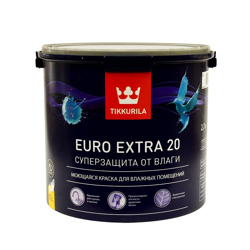 Краска Tikkurila Euro Extra 20 для кухни и ванной комнаты 2.7л