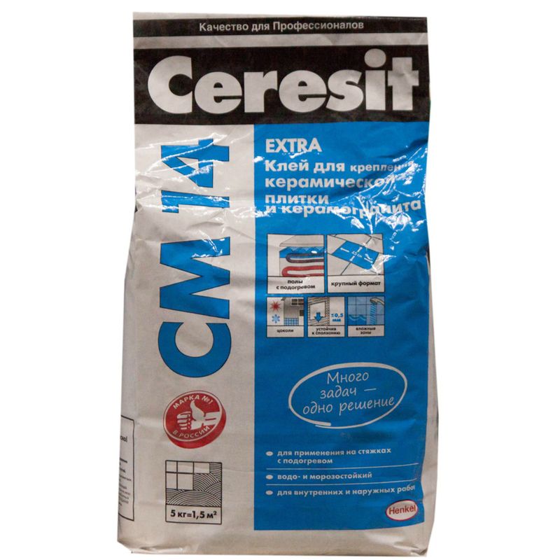 Клей для плитки (С1 Т) Ceresit CM14, 5 кг