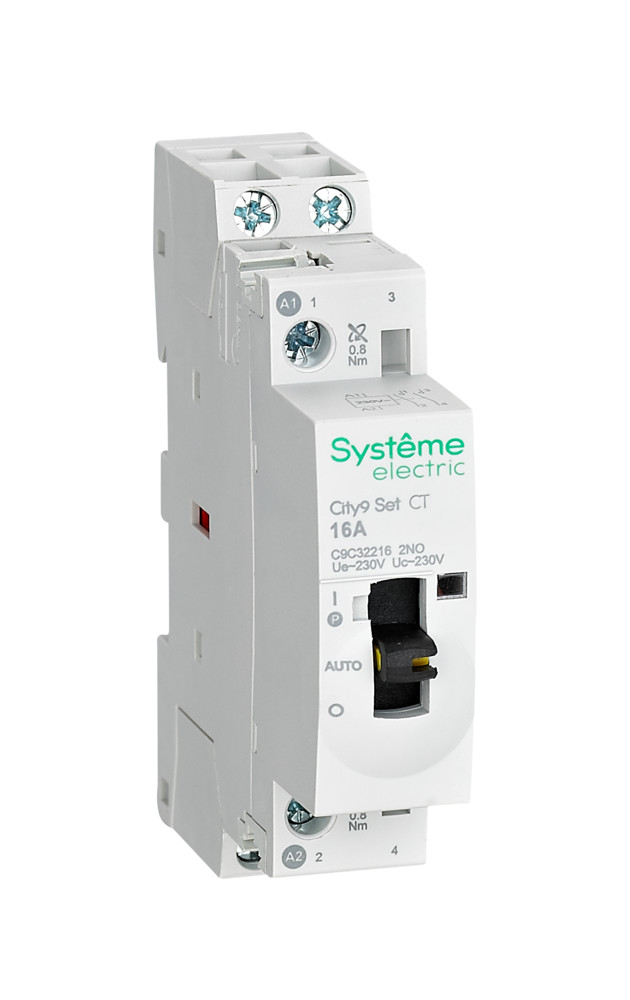 Systeme Electric City9 SET Модульный контактор 2P 2НО 16A, Ручное управление, AC 230В-230В