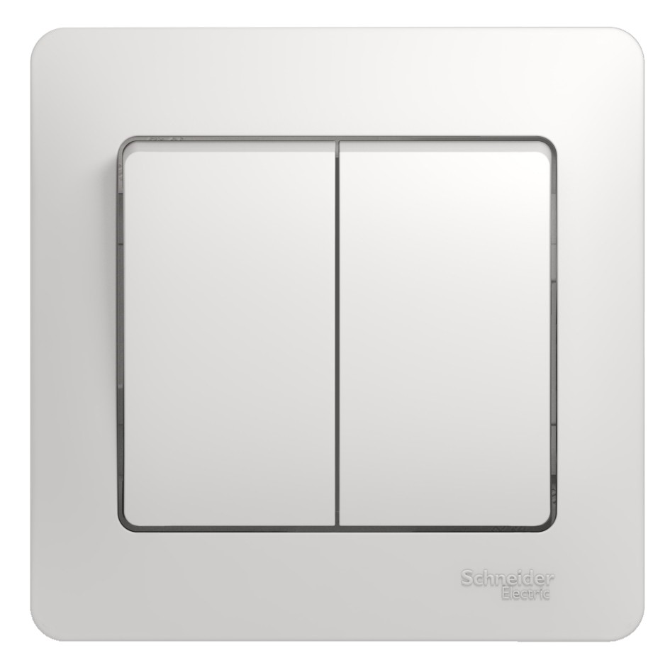 Systeme Electric Glossa Бел Выключатель 2-клавишный, сх.5, 10АХ (в сборе с рамкой)