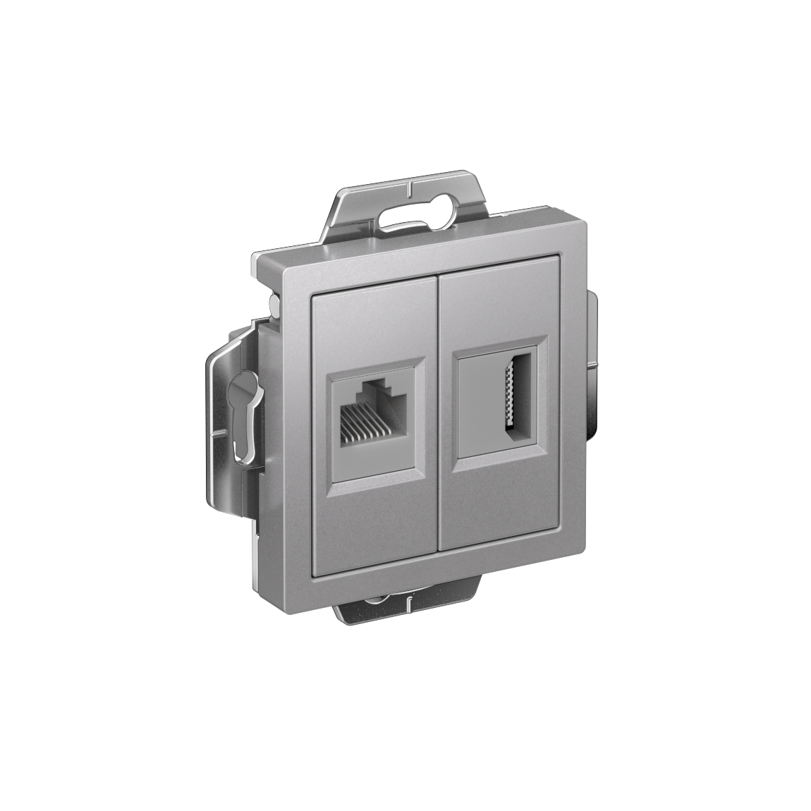 Systeme Electric AtlasDesign Алюминий Розетка двойная HDMI+RJ45, кат.5Е, механизм
